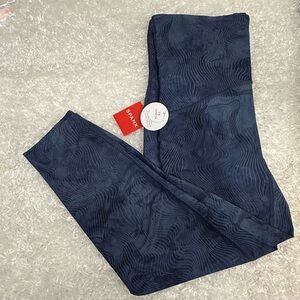 SPANX Blue Wave-Pattern Leggings NEW WITH TAGS